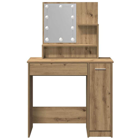 vidaXL Dressing Table with LED Artisan Oak 86.5x35x136 cm