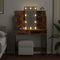 vidaXL Dressing Table with LED Lights Old Wood 96x40x142 cm
