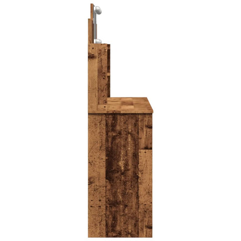 vidaXL Dressing Table with LED Lights Old Wood 96x40x142 cm
