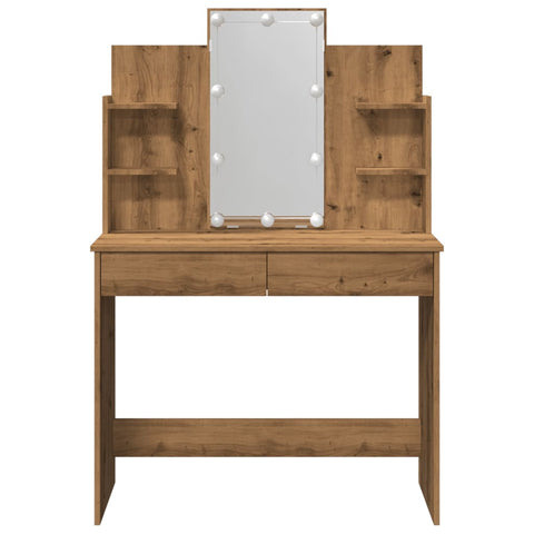 vidaXL Dressing Table with LED Lights Artisan Oak 96x40x142 cm