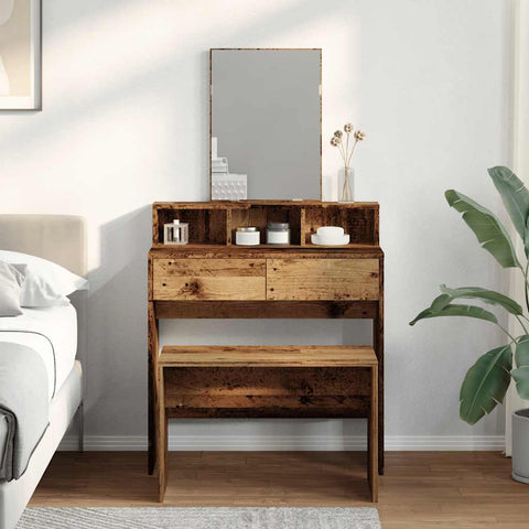 vidaXL Dressing Stool Old Wood 70x35x45 cm Engineered Wood