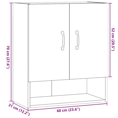 vidaXL Wall Cabinet Artisan Oak 60x31x70 cm Engineered Wood