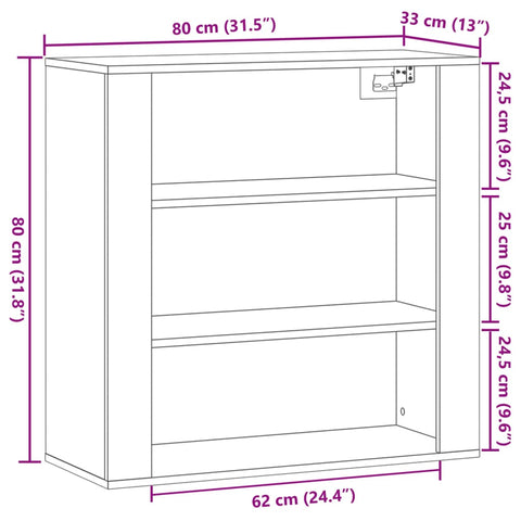vidaXL Wall Cabinet Old Wood 80x33x80 cm Engineered Wood