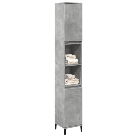 vidaXL Bathroom Cabinet Concrete Grey 30x30x190 cm Engineered Wood