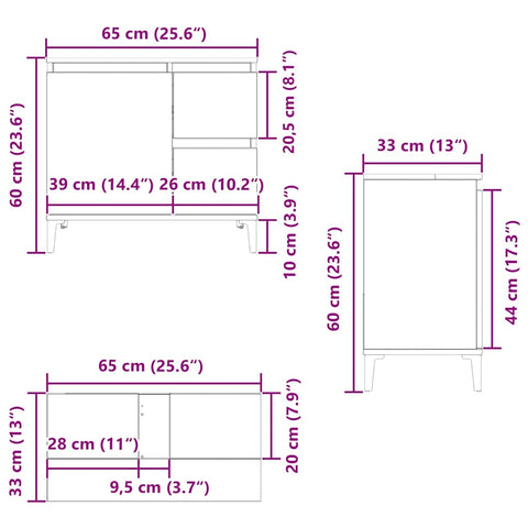 vidaXL Sink Cabinet Artisan Oak 65x33x60 cm Engineered Wood