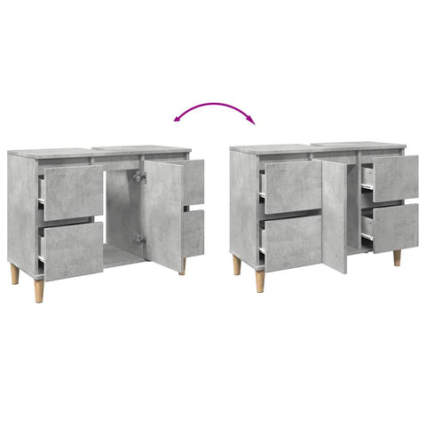 vidaXL Sink Cabinet Concrete Grey 80x33x60 cm Engineered Wood