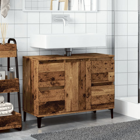 vidaXL Sink Cabinet Old Wood 80x33x60 cm Engineered Wood