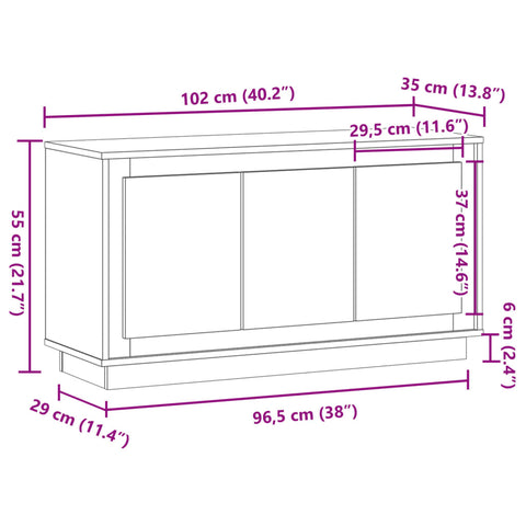 vidaXL Sideboard Old Wood 102x35x55 cm Engineered Wood
