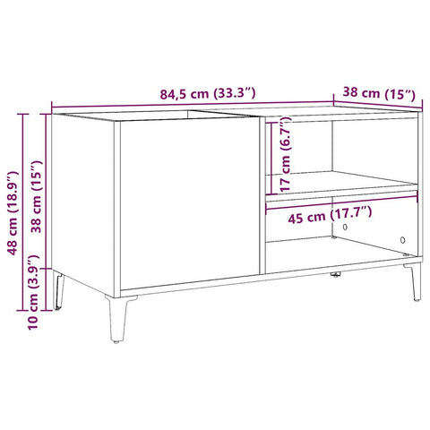 vidaXL Record Cabinet Old Wood 84.5x38x48 cm Engineered Wood