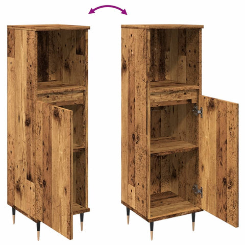 vidaXL Bathroom Cabinet Old Wood 30x30x100 cm Engineered Wood