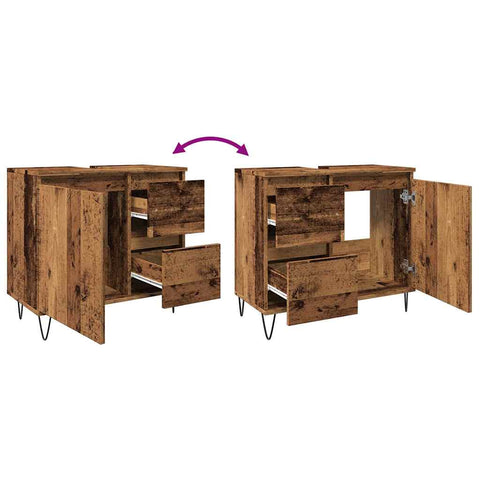 vidaXL Sink Cabinet Old Wood 65x33x60 cm Engineered Wood