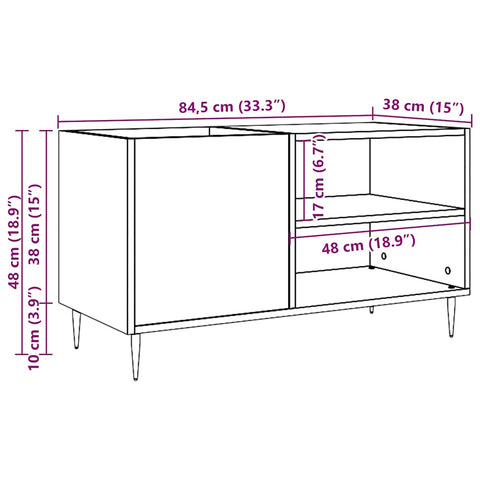 vidaXL Record Cabinet Artisan Oak 84.5x38x48 cm Engineered Wood