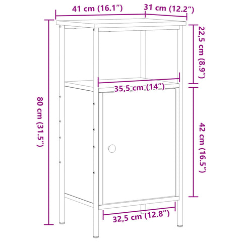 vidaXL Bedside Cabinet Artisan Oak 41x31x80 cm Engineered Wood