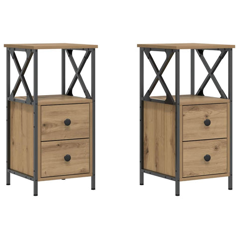 vidaXL Bedside Cabinets 2 pcs Artisan Oak 34x35.5x70 cm Engineered Wood