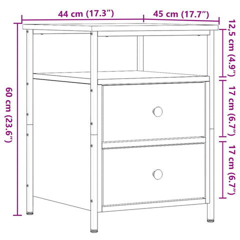 vidaXL Bedside Cabinets 2 pcs Old Wood 44x45x60 cm Engineered Wood