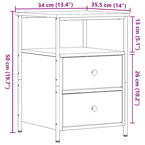 vidaXL Bedside Cabinets 2 pcs Old Wood 34x35.5x50 cm Engineered Wood