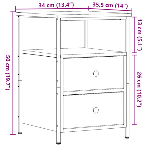 vidaXL Bedside Cabinets 2 pcs Artisan Oak 34x35.5x50 cm Engineered Wood