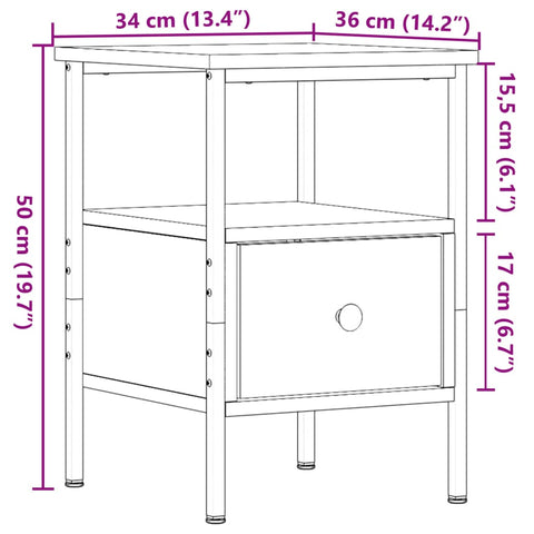 vidaXL Bedside Cabinets 2 pcs Old Wood 34x36x50 cm Engineered Wood