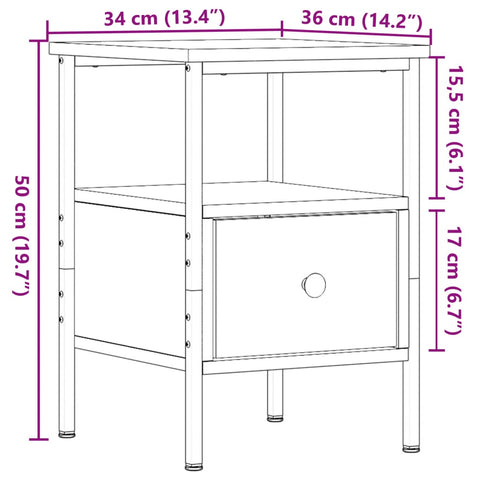 vidaXL Bedside Cabinets 2 pcs Artisan Oak 34x36x50 cm Engineered Wood