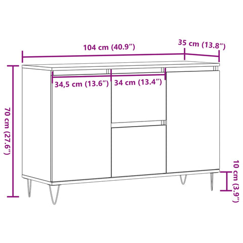 vidaXL Sideboard Old Wood 104x35x70 cm Engineered Wood
