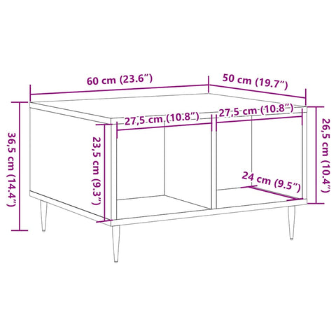 vidaXL Coffee Table Old Wood 60x50x36.5 cm Engineered Wood