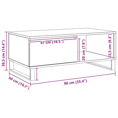 vidaXL Coffee Table Artisan Oak 90x50x36.5 cm Engineered Wood