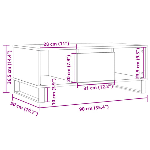 vidaXL Coffee Table Old Wood 90x50x36.5 cm Engineered Wood