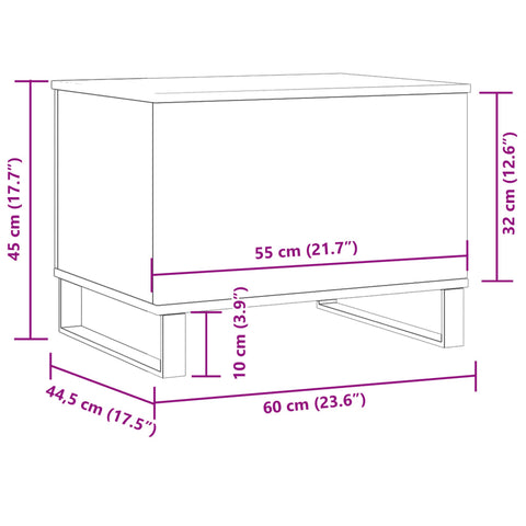 vidaXL Coffee Table Old Wood 60x44.5x45 cm Engineered Wood