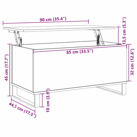 vidaXL Coffee Table Old Wood 90x44.5x45 cm Engineered Wood