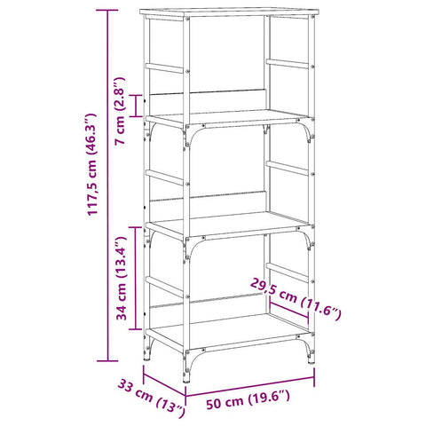 vidaXL Book Cabinet Old Wood 50x33x117.5 cm Engineered Wood