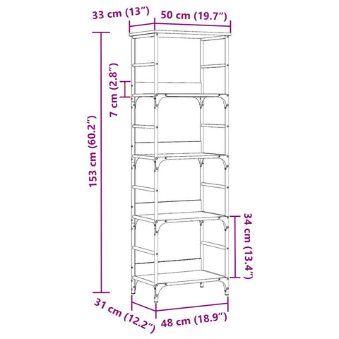 vidaXL Bookshelf Artisan Oak 50x33x153 cm Engineered Wood
