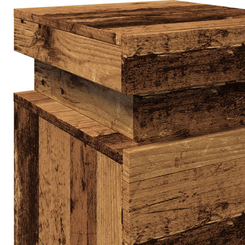 vidaXL Bedside Cabinets with LED 2 pcs Old Wood 35x39x55 cm Engineered Wood