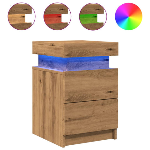 vidaXL Bedside Cabinets with LED 2 pcs Artisian Oak 35x39x55 cm Engineered Wood