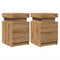 vidaXL Bedside Cabinets with LED 2 pcs Artisian Oak 35x39x55 cm Engineered Wood
