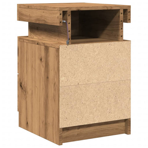 vidaXL Bedside Cabinets with LED 2 pcs Artisian Oak 35x39x55 cm Engineered Wood