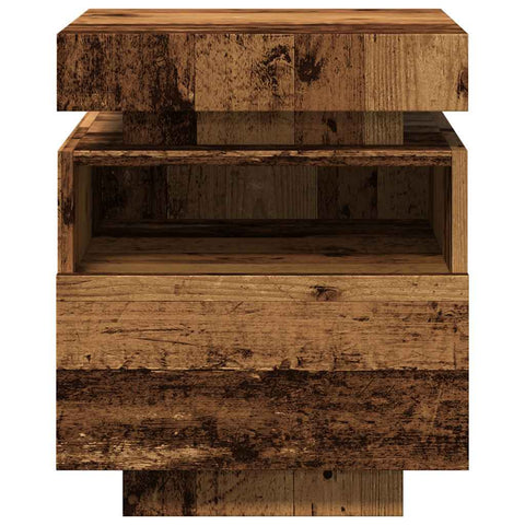 vidaXL Bedside Cabinet with LED Lights Old Wood 40x39x48.5 cm