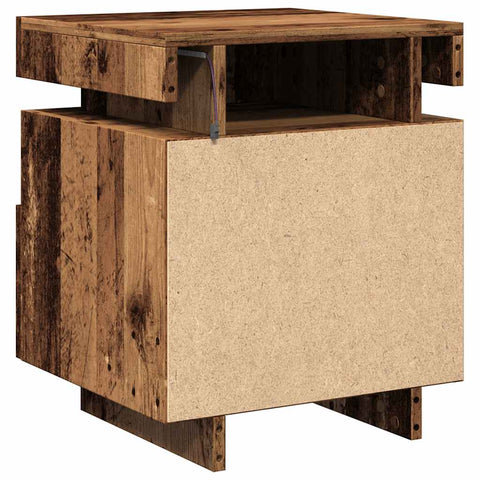 vidaXL Bedside Cabinet with LED Lights Old Wood 40x39x48.5 cm