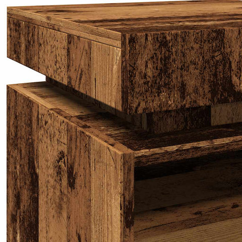 vidaXL Bedside Cabinet with LED Lights Old Wood 40x39x48.5 cm
