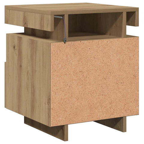 vidaXL Bedside Cabinet with LED Lights Artisan Oak 40x39x48.5 cm