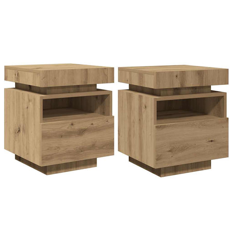 vidaXL Bedside Cabinets with LED Lights 2 pcs Artisan Oak 40x39x48.5 cm