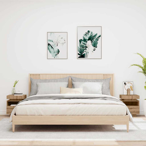 vidaXL Bedside Cabinets with LED Lights 2 pcs Artisan Oak 40x39x48.5 cm