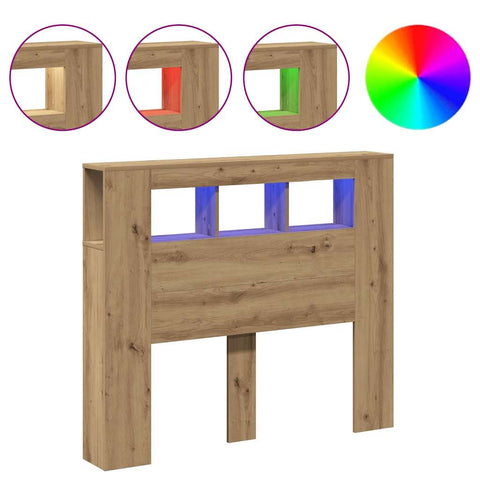 vidaXL LED Headboard Artisan Oak 120x18.5x103.5 cm Engineered Wood