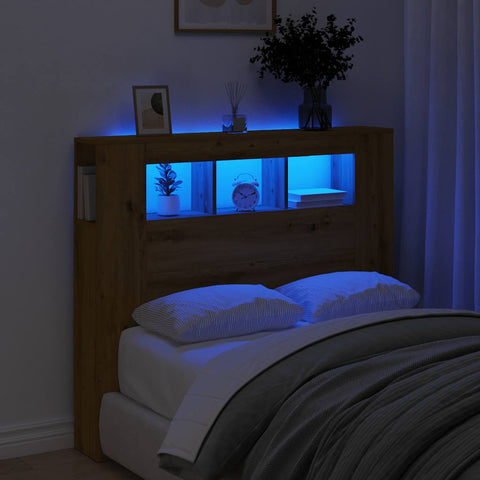 vidaXL LED Headboard Artisan Oak 120x18.5x103.5 cm Engineered Wood