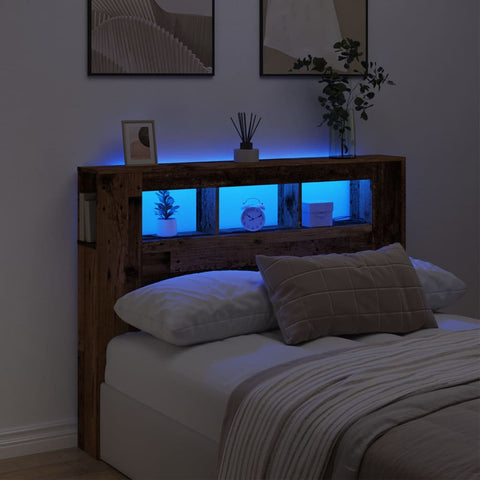 vidaXL LED Headboard Old Wood 140x18.5x103.5 cm Engineered Wood