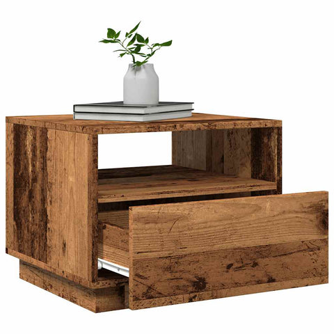 vidaXL Coffee Table with LED Lights Old Wood 50x49x40 cm