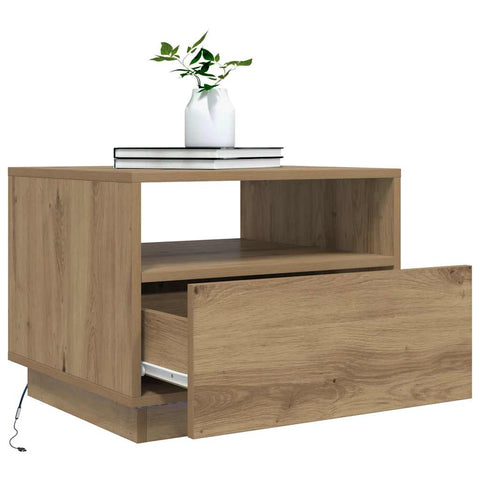 vidaXL Coffee Table with LED Lights Artisan Oak 50x49x40 cm