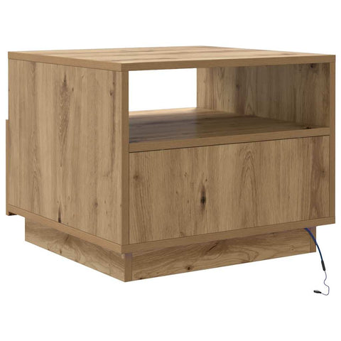 vidaXL Coffee Table with LED Lights Artisan Oak 50x49x40 cm