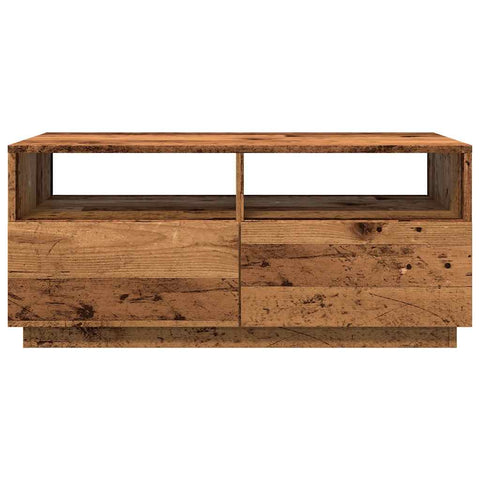 vidaXL Coffee Table with LED Lights Old Wood 90x49x40 cm