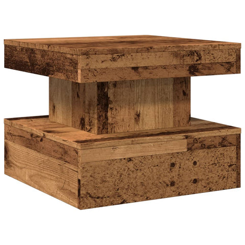 vidaXL Coffee Table with LED Lights Old Wood 50x50x40 cm
