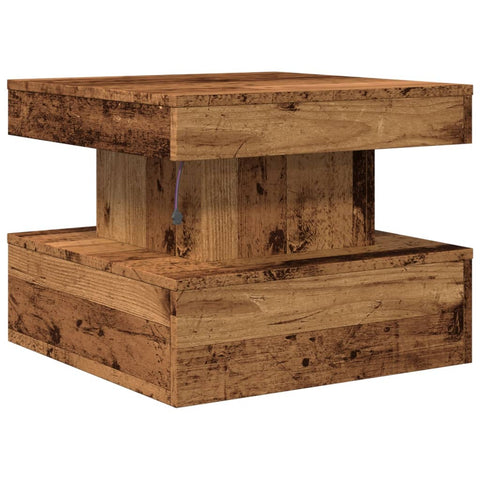 vidaXL Coffee Table with LED Lights Old Wood 50x50x40 cm